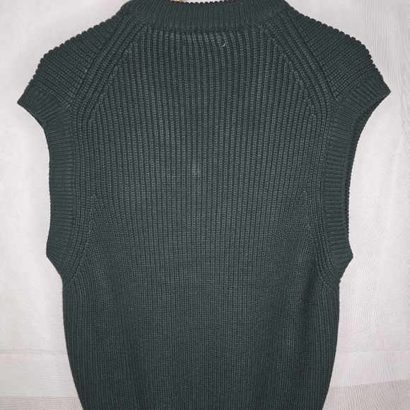 Zara Sweater Vest Hunter Green Preppy Academia Relaxed Oversized Pullover Medium - Picture 4 of 12